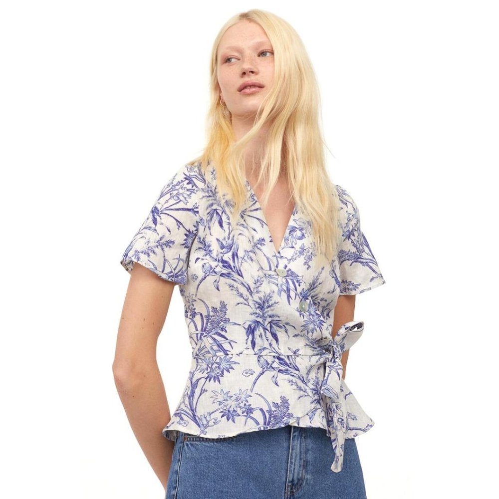 💖 2/$25 H&M Linen Wrapover Blouse